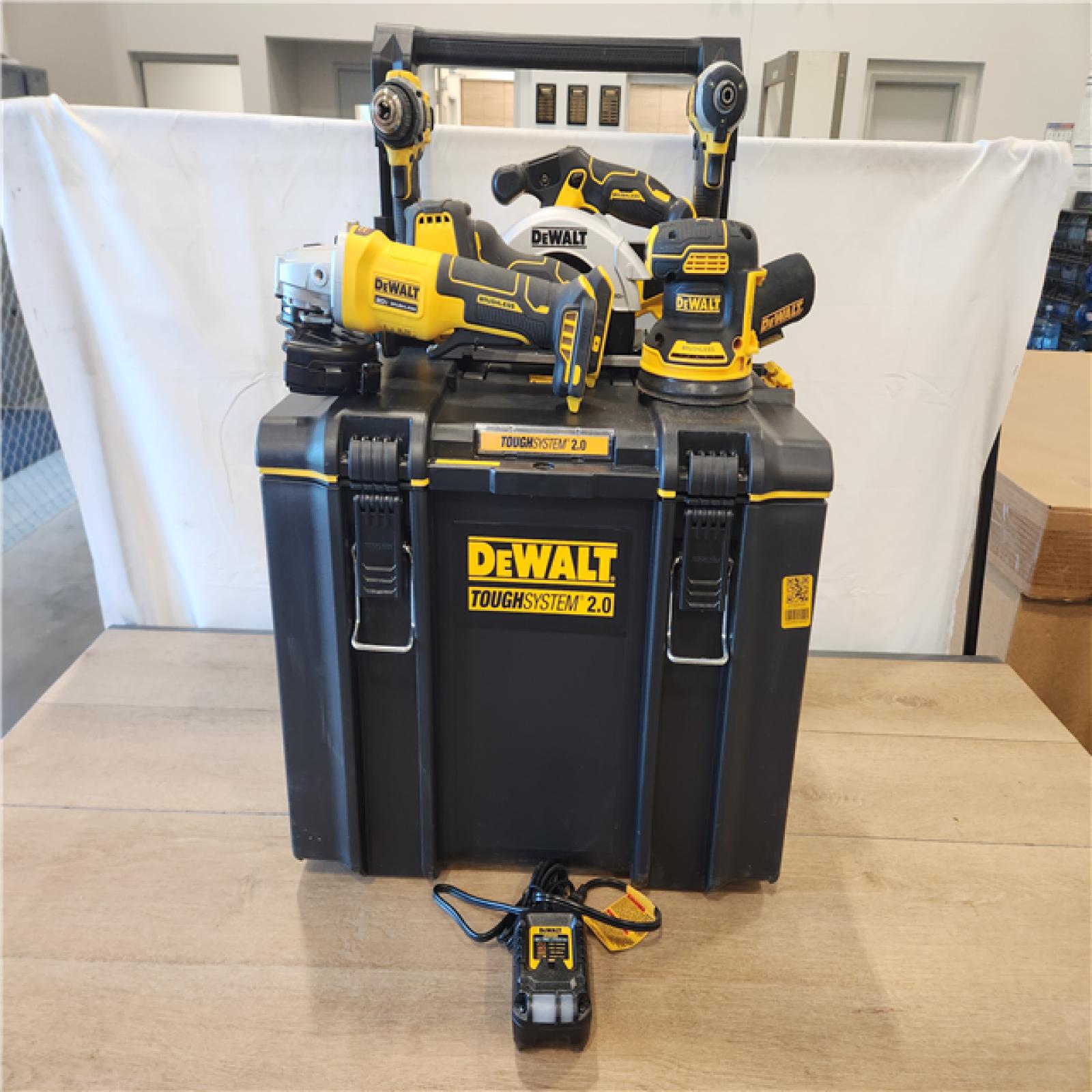 AS-IS- DEWALT 20V Lithium-Ion Cordless 6-Tool Combo Kit with 5.0 Ah and 2.0 Ah Batteries  Charger and Tough System 2.0 Rolling Toolbox