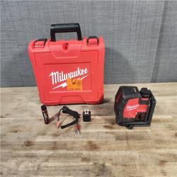 HOUSTON LOCATION - AS-IS MILWAUKEE 100 Ft. REDLITHIUM Lithium-Ion USB Green Rechargeable Cross Line Laser Level with Charger