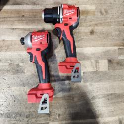 HOUSTON LOCATION - AS-IS Milwaukee M18 18V Lithium-Ion Brushless Cordless Compact Drill/Impact Combo Kit (2-Tool) W/(2) 2.0 Ah Batteries  Charger & Bag