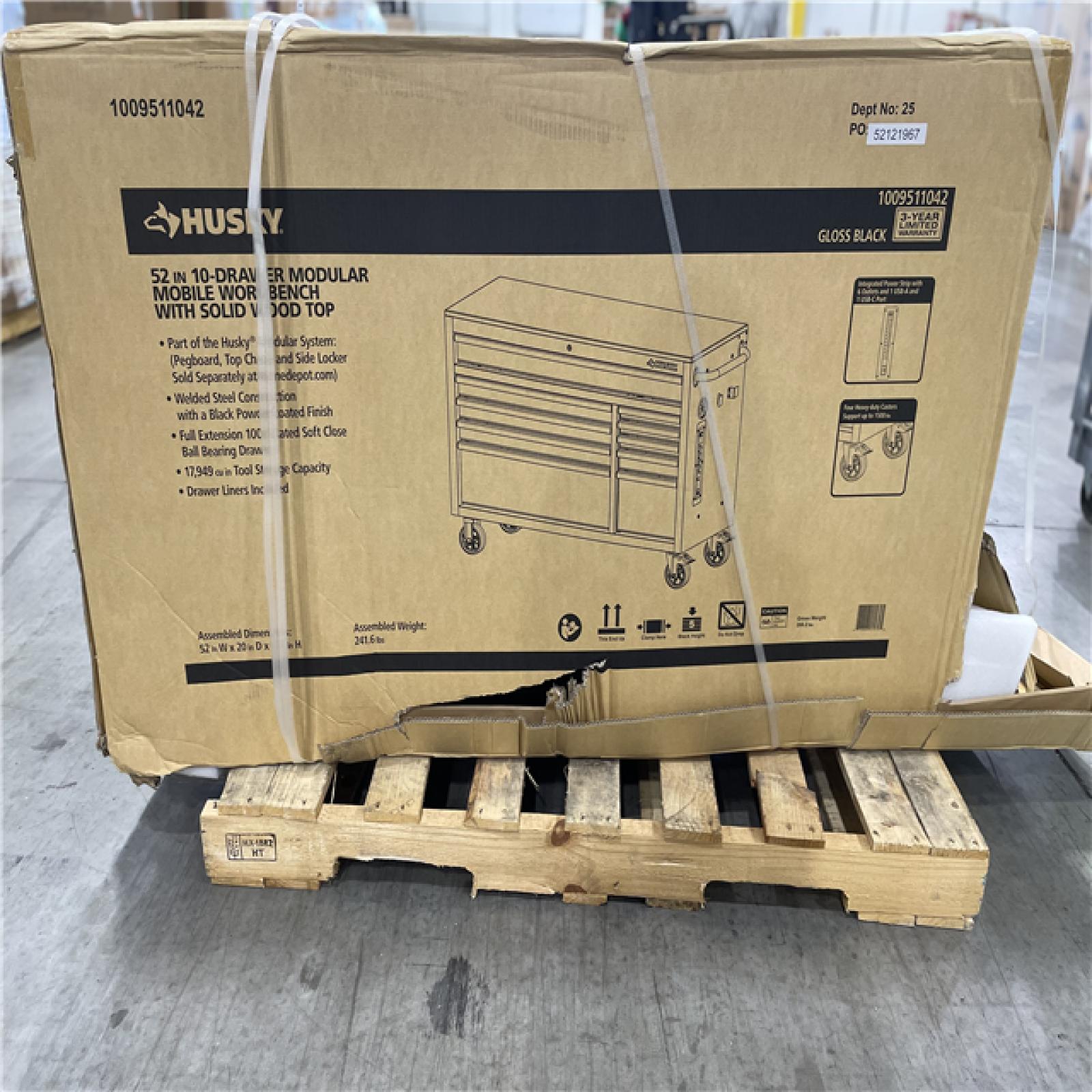 DALLAS LOCATION- AS-IS HUSKY 52 in. W x 20 in. D Standard Duty Black Mobile Workbench