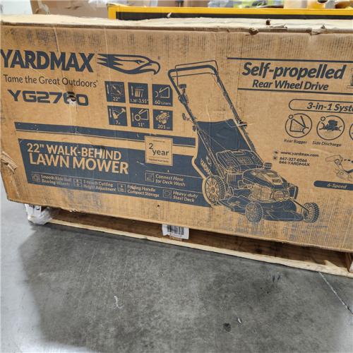 Dallas Location - As-Is YARDMAX YG2760 RWD 3 In 1 Gas Walk Behind Lawn Mower