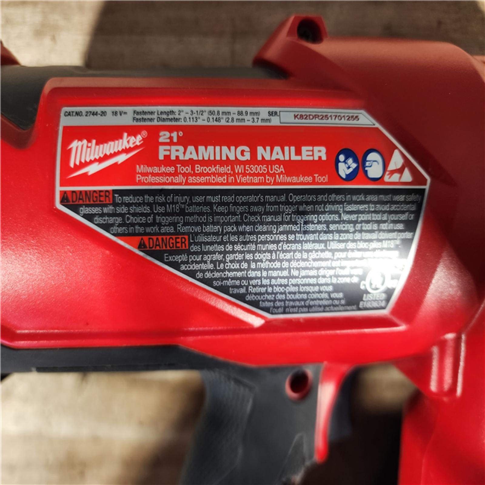 HOUSTON LOCATION - AS-IS Milwaukee FUEL 3-1/2 in. 18-Volt 21-Degree Lithium-Ion Brushless Cordless Framing Nailer (Tool-Only)