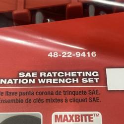 NEW - Milwaukee SAE Ratcheting Combination Wrench Set (15-Piece)