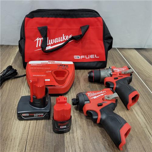 AS-IS  Milwaukee 3497-22 12V Brushless Hammer Drill and Impact Driver Combo Kit