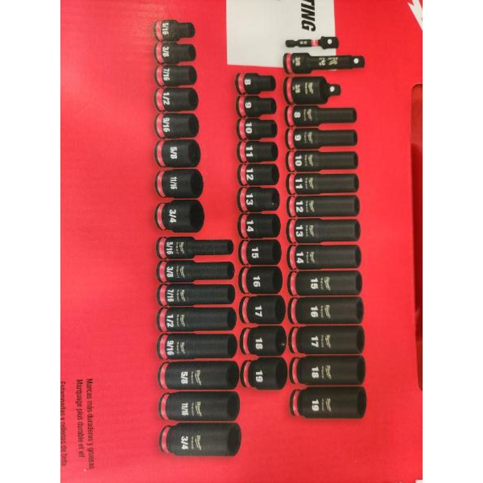 Phoenix NEW Milwaukee SHOCKWAVE 3/8 in. Drive SAE and Metric 6 Point Impact Socket Set (43-Piece) (SEALED)