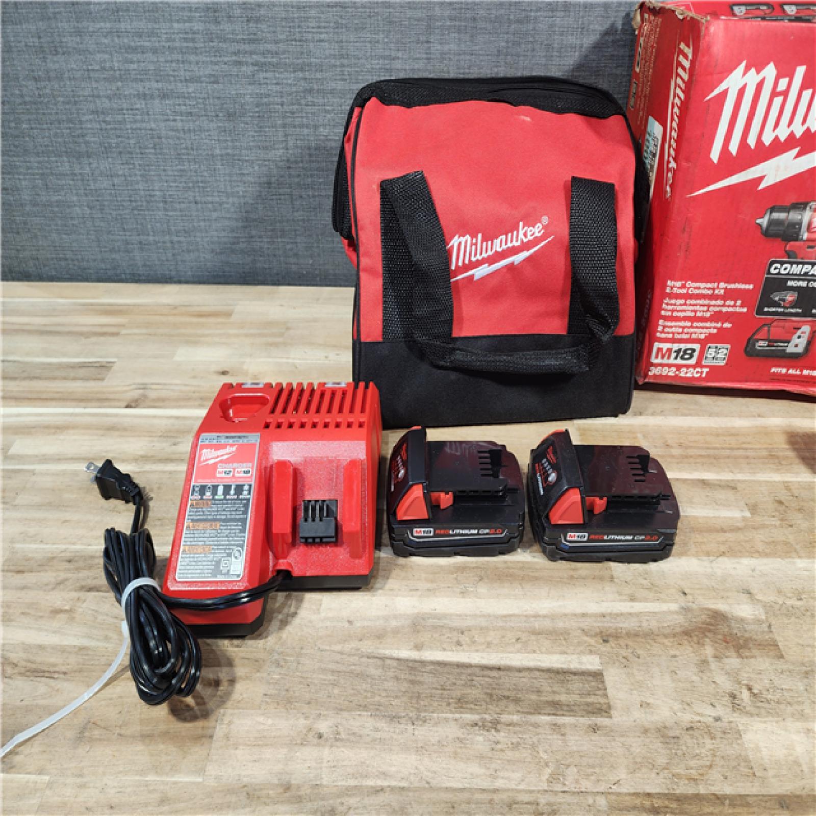 HOUSTON LOCATION - AS-IS Milwaukee M18 18V Lithium-Ion Brushless Cordless Compact Drill/Impact Combo Kit