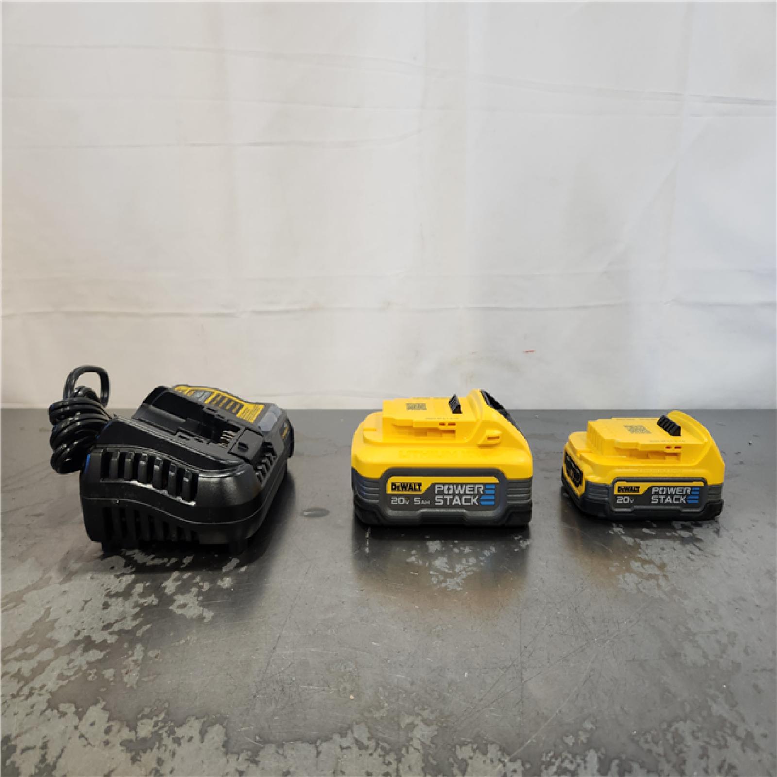 AS-IS- DeWalt 20V MAX POWERSTACK DCBP315-2C Lithium-Ion 1.7Ah and 5Ah Battery and Charger Starter Kit