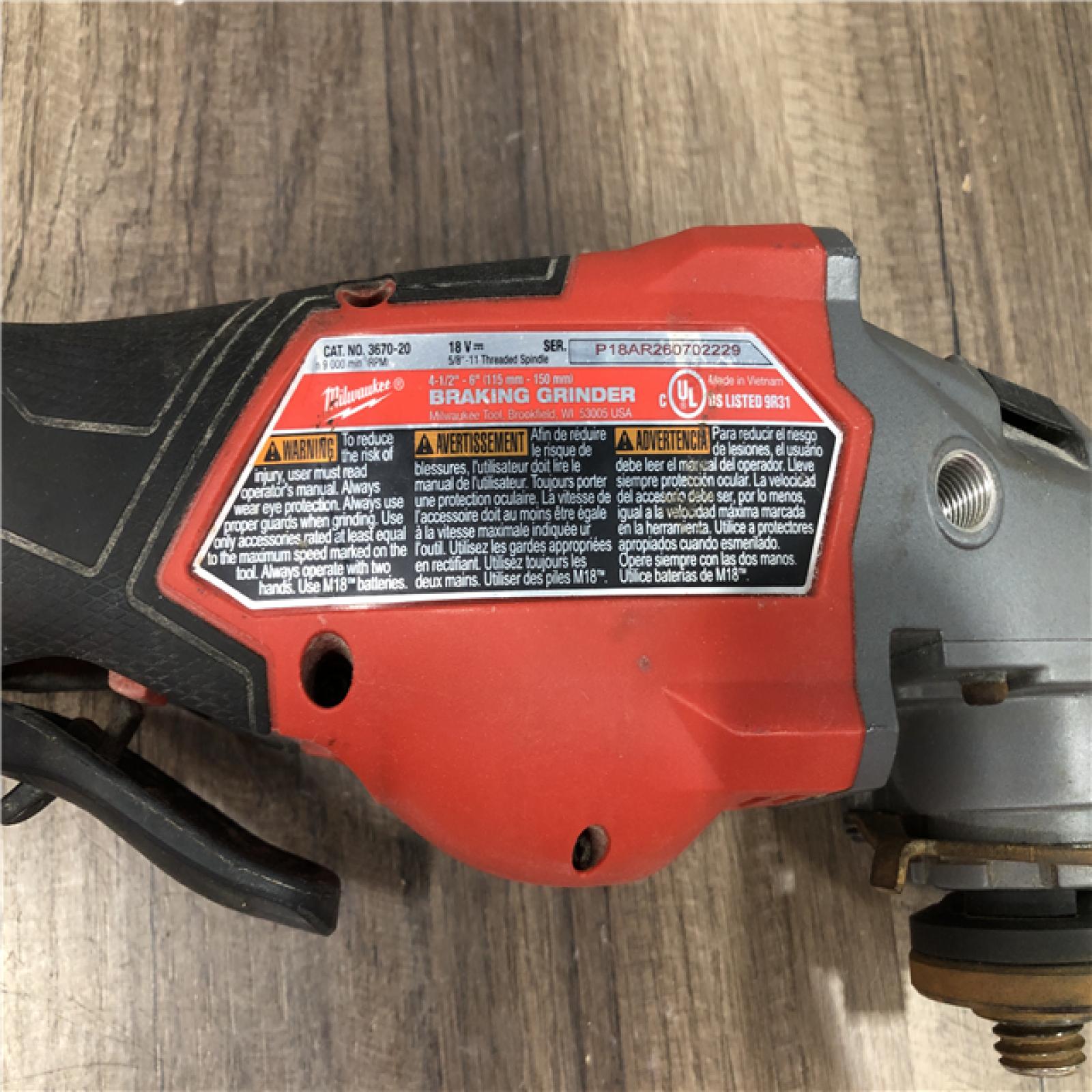 AS-IS Milwaukee FUEL 18-Volt Lithium-Ion Brushless Cordless 4-1/2 in./6 in. Braking Grinder with Paddle Switch (Tool-Only)