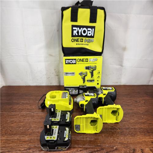 AS-IS RYOBI ONE+ HP 18V Brushless Cordless 1/2 in. Drill/Driver and Impact Driver Kit