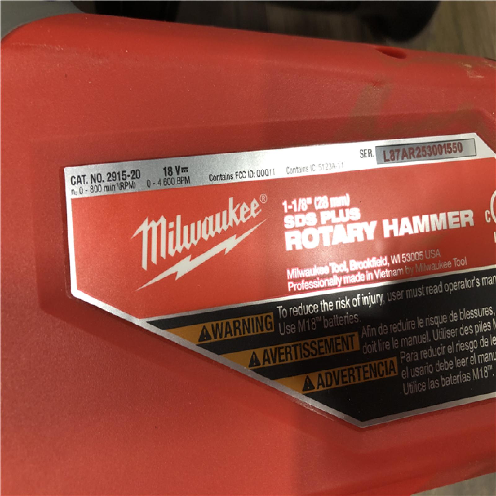 AS-IS Milwaukee FUEL 18V Lithium-Ion Brushless Cordless SDS-Plus 1-1/8 in. Rotary Hammer Drill (Tool-Only)