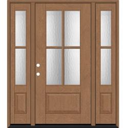 Phoenix NEW Steves & Sons Regency 64 in. x 80 in. 3/4Lite 4SDL Oasis Deco Glass RHIS Prefinish AutumnWht Fiberglass Prehung Front Door w/2_ 12inSL