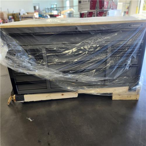 DALLAS LOCATION - Husky Heavy Duty 61 in. W x 23 in. D 15-Drawer Matte Gray Mobile Workbench Cabinet with Solid Wood Top