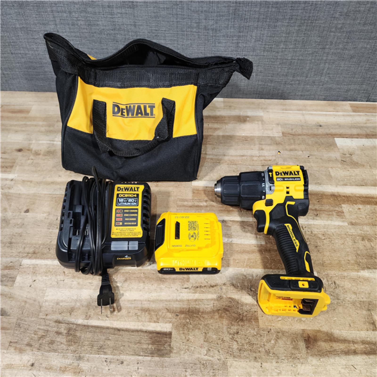 HOUSTON LOCATION - AS - IS DEWALT ATOMIC 20-Volt MAX Brushless Cordless 1/2 in. Hammer Drill COMBO KIT
