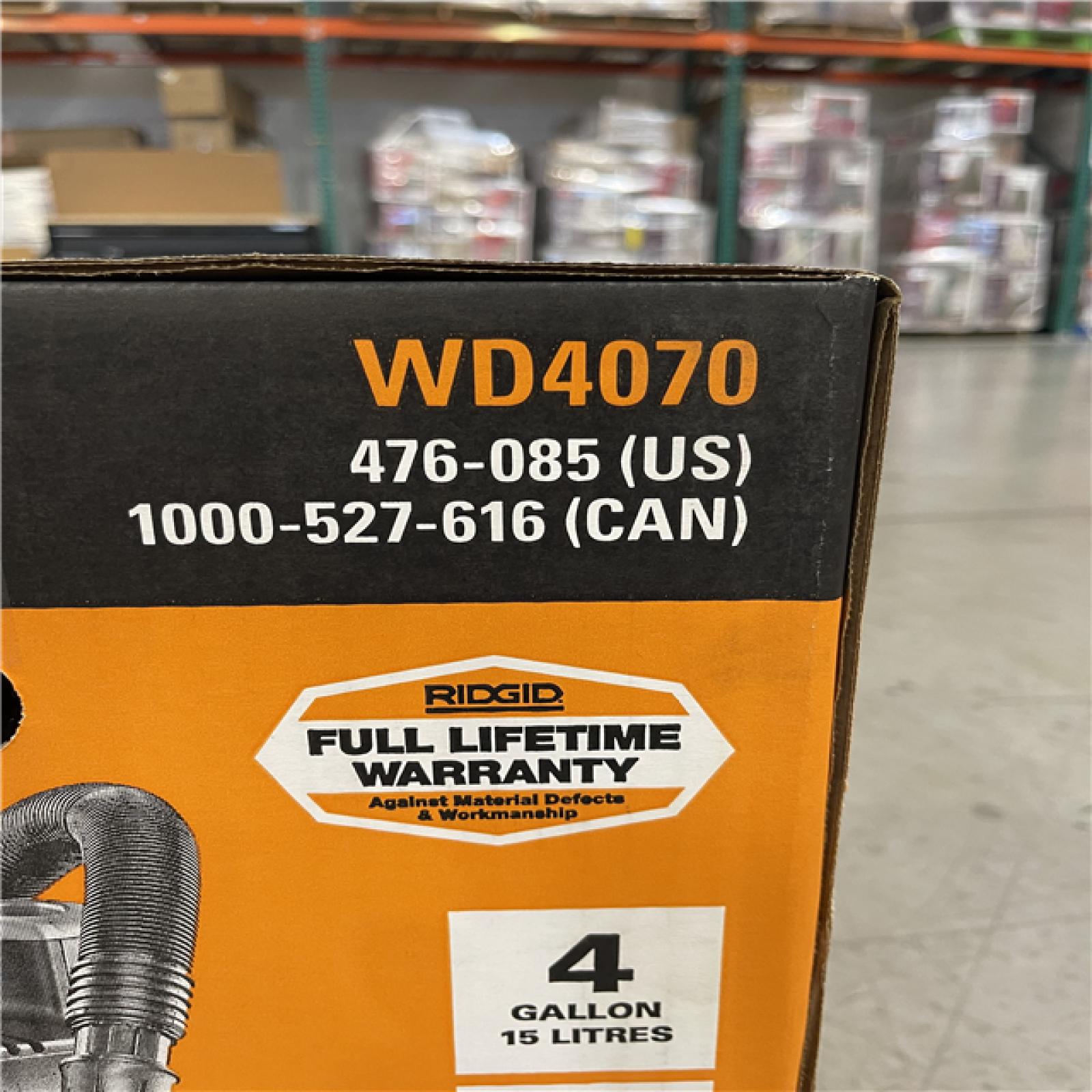 NEW! - RIDGID 4 Gal. 5.0 Peak HP Portable Shop Vacuum WD4070 Wet Dry Vac with Fine Dust Filter  14 ft. Locking Hose
