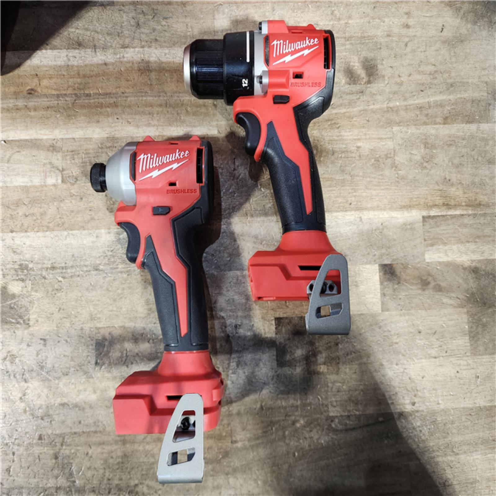 HOUSTON LOCATION - AS-IS Milwaukee M18 18V Lithium-Ion Brushless Cordless Compact Drill/Impact Combo Kit (2-Tool) W/(2) 2.0 Ah Batteries  Charger & Bag