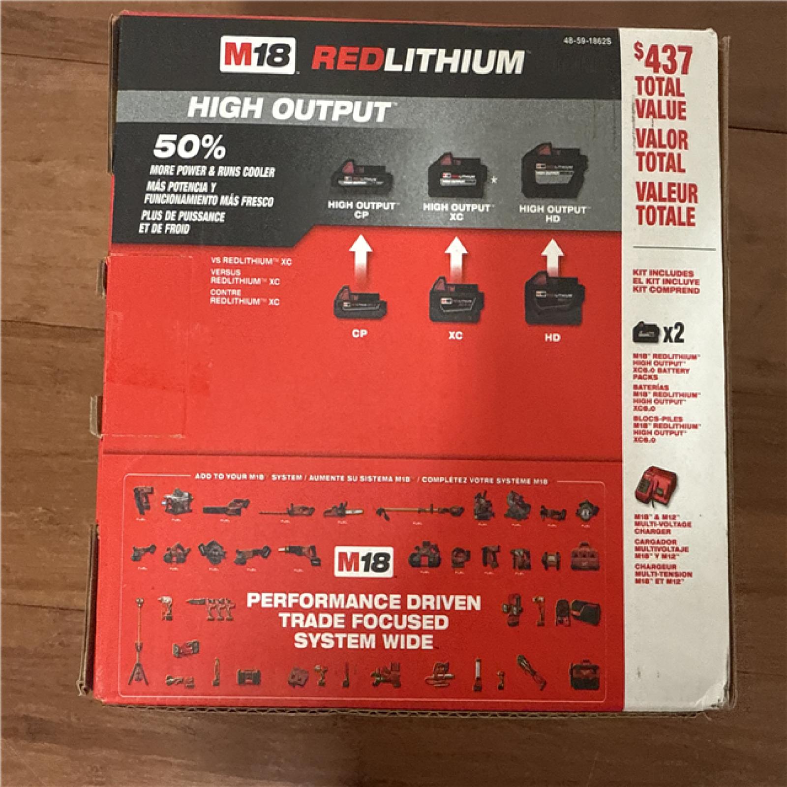 California NEW Milwaukee M18 Red Lithiu High Output XC6.0 Starter Kit, Includes (2) Batteries & Charger.