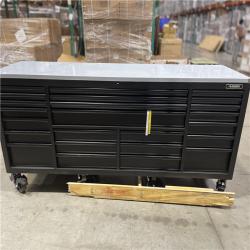 DALLAS LOCATION - AS-IS Husky Tool Storage Heavy Duty 96 in. W x 24 in. D Matte Black Mobile Workbench Cabinet with Stainless Steel Top