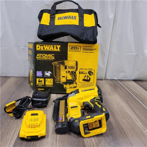 AS-IS DEWALT ATOMIC 20V MAX Lithium Ion Cordless 23 Gauge Pin Nailer Kit with 3.0Ah Battery and Charger