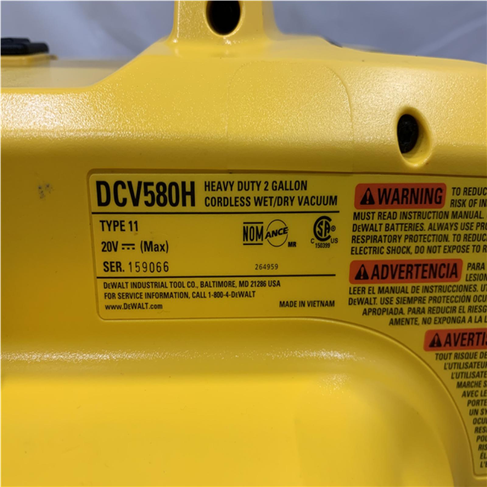 AS-IS DEWALT 2 Gal. Max Cordless Wet/Dry Vacuum (Tool-Only)
