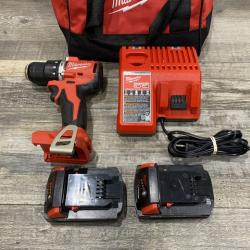AS-IS Milwaukee 18V Lithium-Ion Brushless Cordless 1/2 in. Compact Hammer Drill/Driver Kit