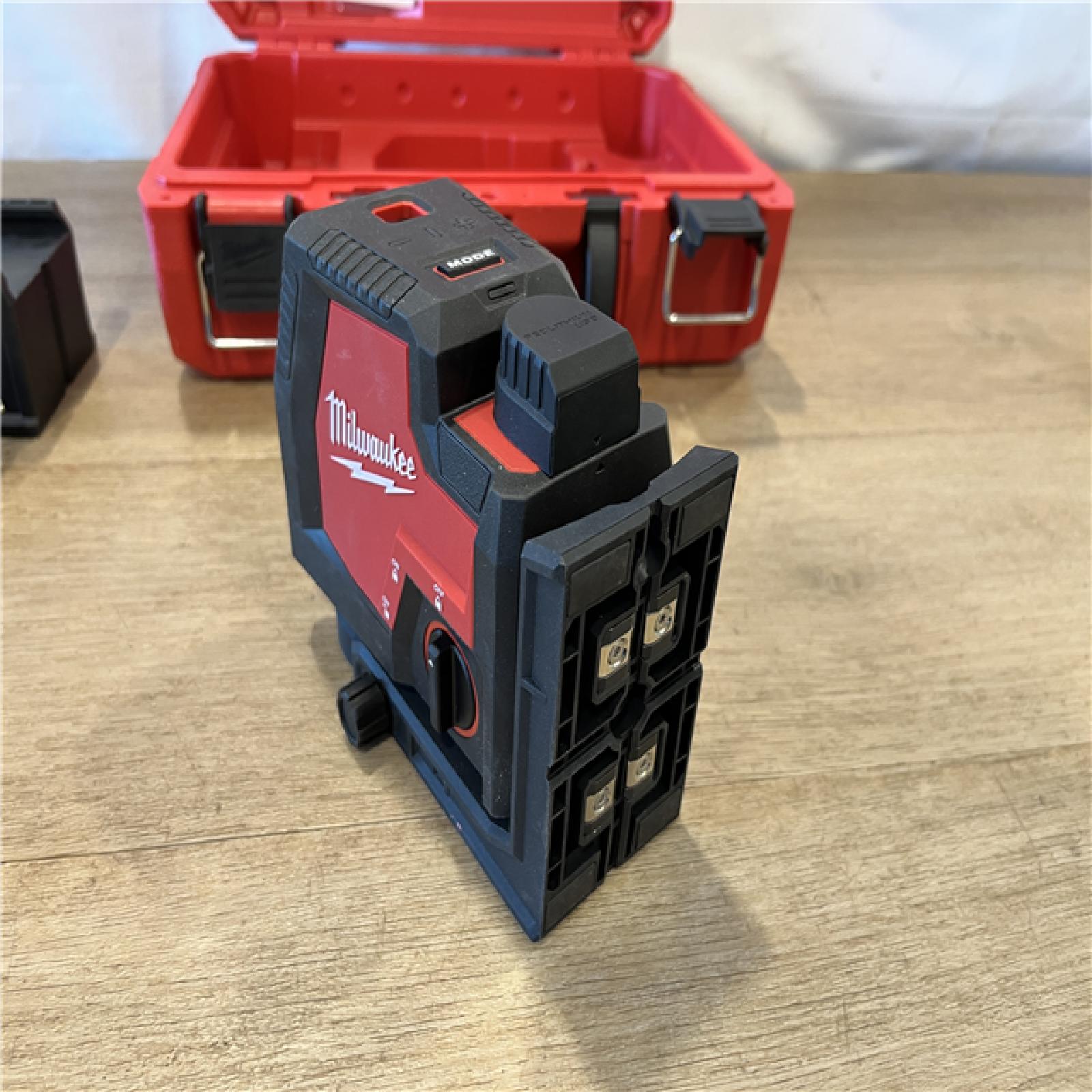 AS-IS Milwaukee Green 100 ft. Cross Line and Plumb Points Rechargeable Laser Level with REDLITHIUM Lithium-Ion