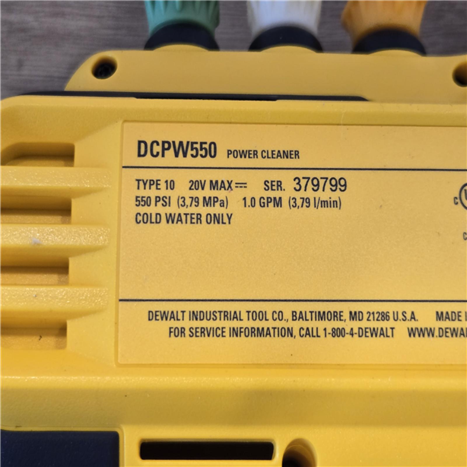 AS-IS Dewalt 20V 550 PSI 1 GPM Cordless Power Cleaner (Tool-Only)