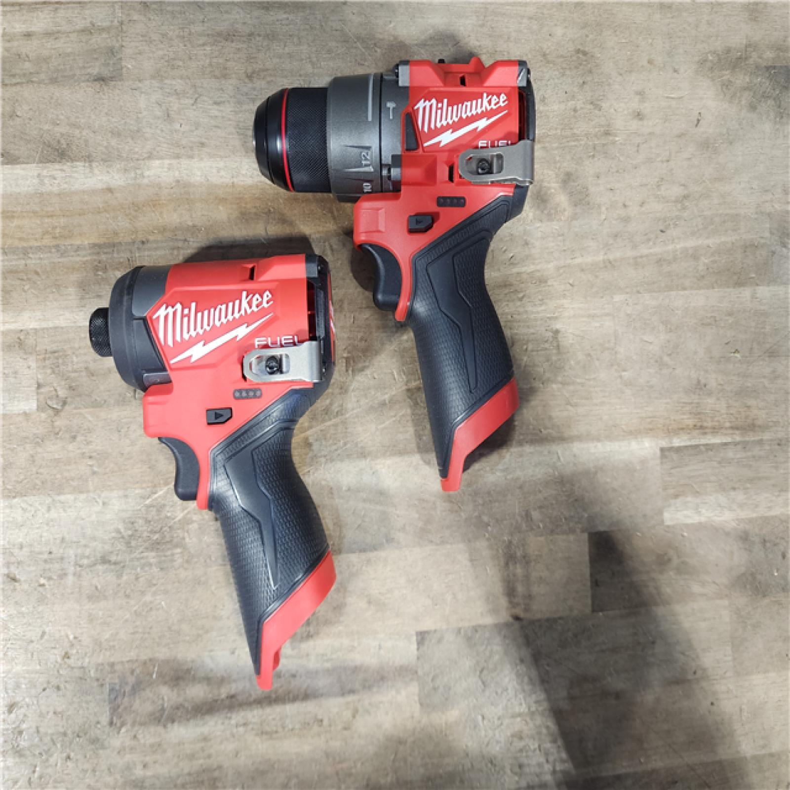 HOUSTON LOCATION - AS-IS Milwaukee FUEL 12-Volt Lithium-Ion Brushless Cordless Hammer Drill and Impact Driver Combo Kit