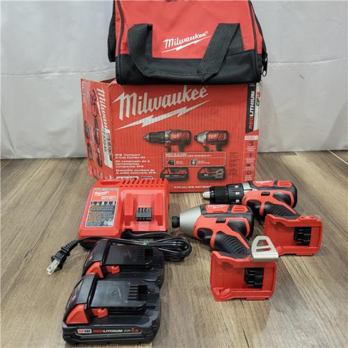 AS-IS Milwaukee M18 18V Cordless Brushed 2 Tool Drill/Driver and Impact Driver Kit