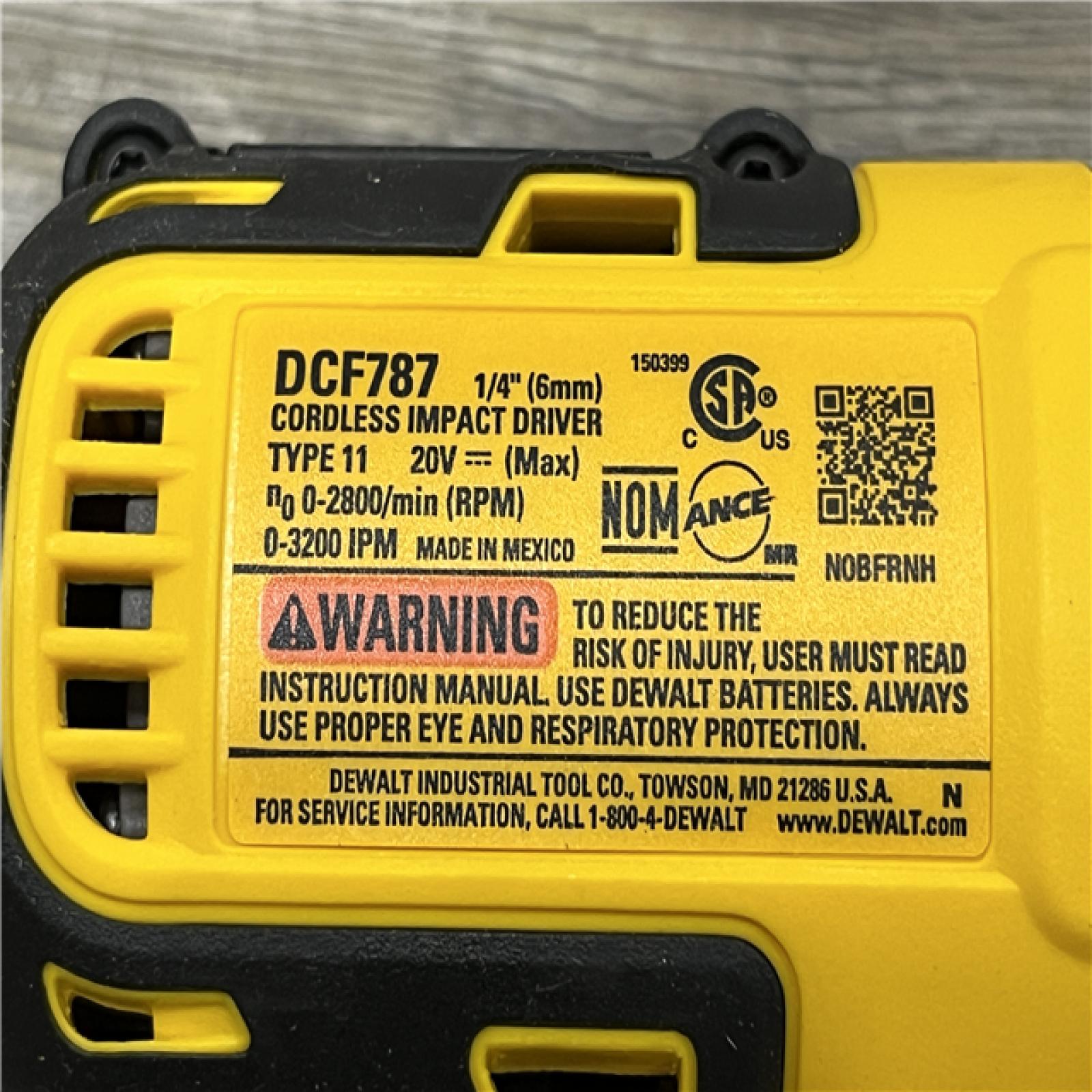 AS-IS DEWALT 20V MAX Lithium-Ion Brushless Cordless 1/4 in. Impact Driver Kit