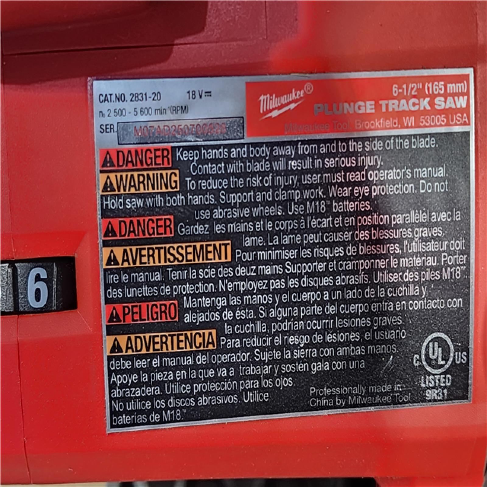 HOUSTON LOCATION - AS-IS AS-IS - Milwaukee M18 FUEL 6-1/2 Plunge Track Saw Bare Tool