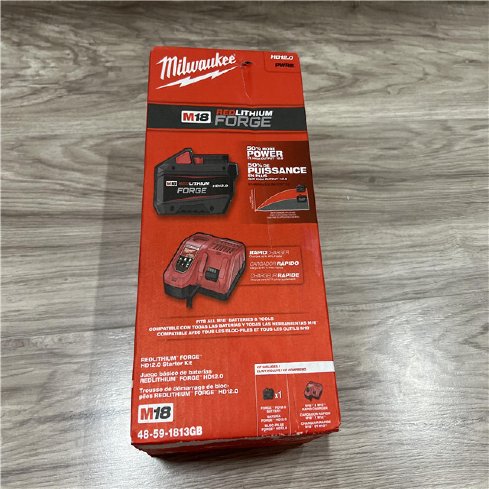 NEW Milwaukee 18-Volt Lithium-Ion REDLITHIUM FORGE Starter Kit with 12. 0Ah Battery and Charger