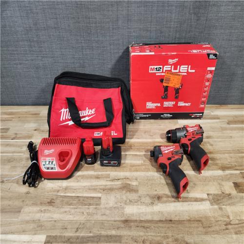 HOUSTON LOCATION - AS-IS Milwaukee FUEL 12-Volt Lithium-Ion Brushless Cordless Hammer Drill and Impact Driver Combo Kit