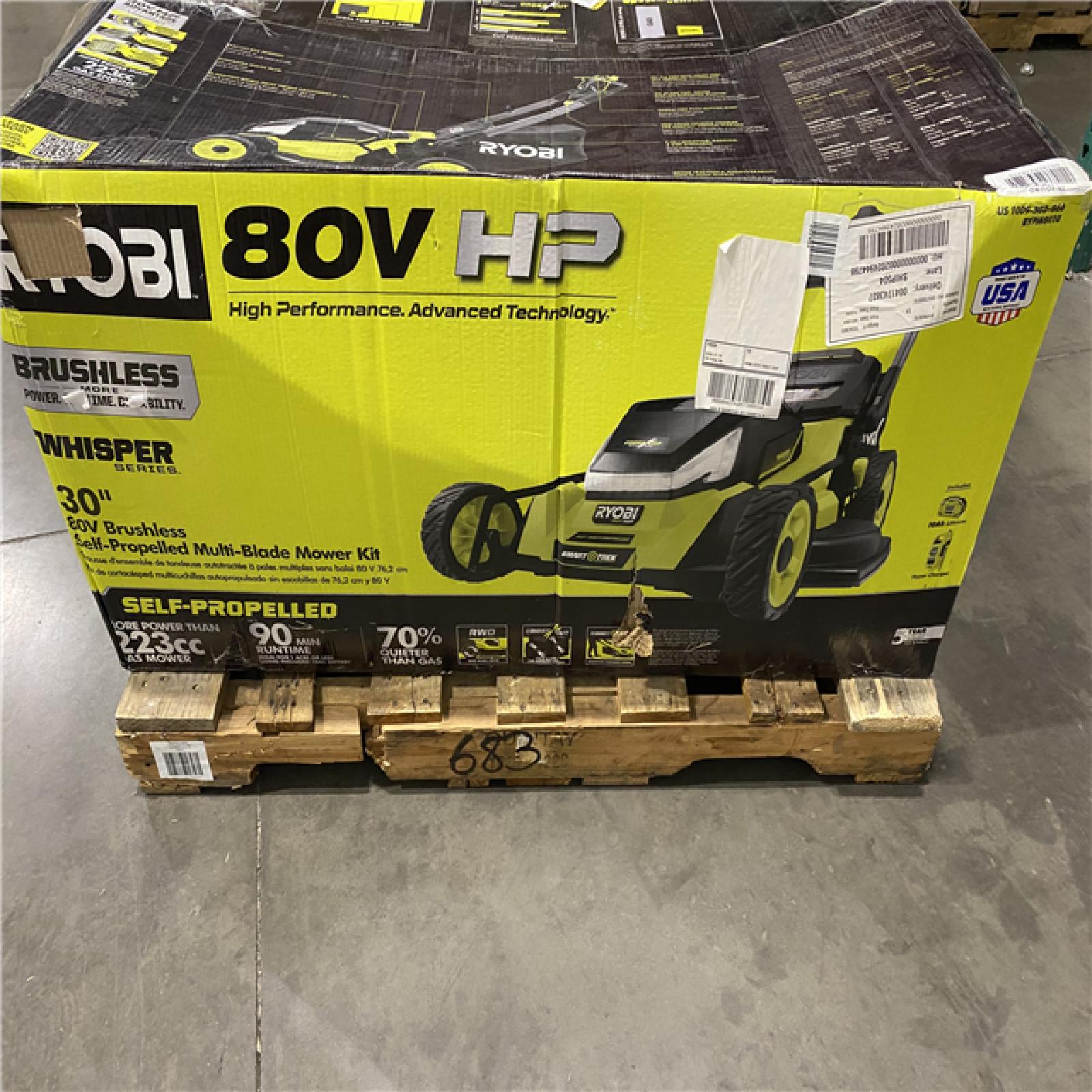 Dallas Location - As-Is RYOBI 80V HP Brushless Battery Cordless Electric 30 in. Multi-Blade Lawn Mower with Battery and Charger