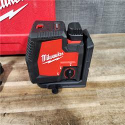 HOUSTON LOCATION - AS-IS (APPEARS LIKE NEW) Milwaukee Green 100 ft. Cross Line and Plumb Points Rechargeable Laser Level Kit