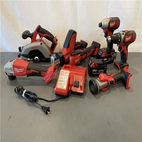 AS-IS - Milwaukee M18 18-Volt Lithium-Ion Cordless Combo Kit 7-Tool with 2-Batteries, Charger and Tool Bag