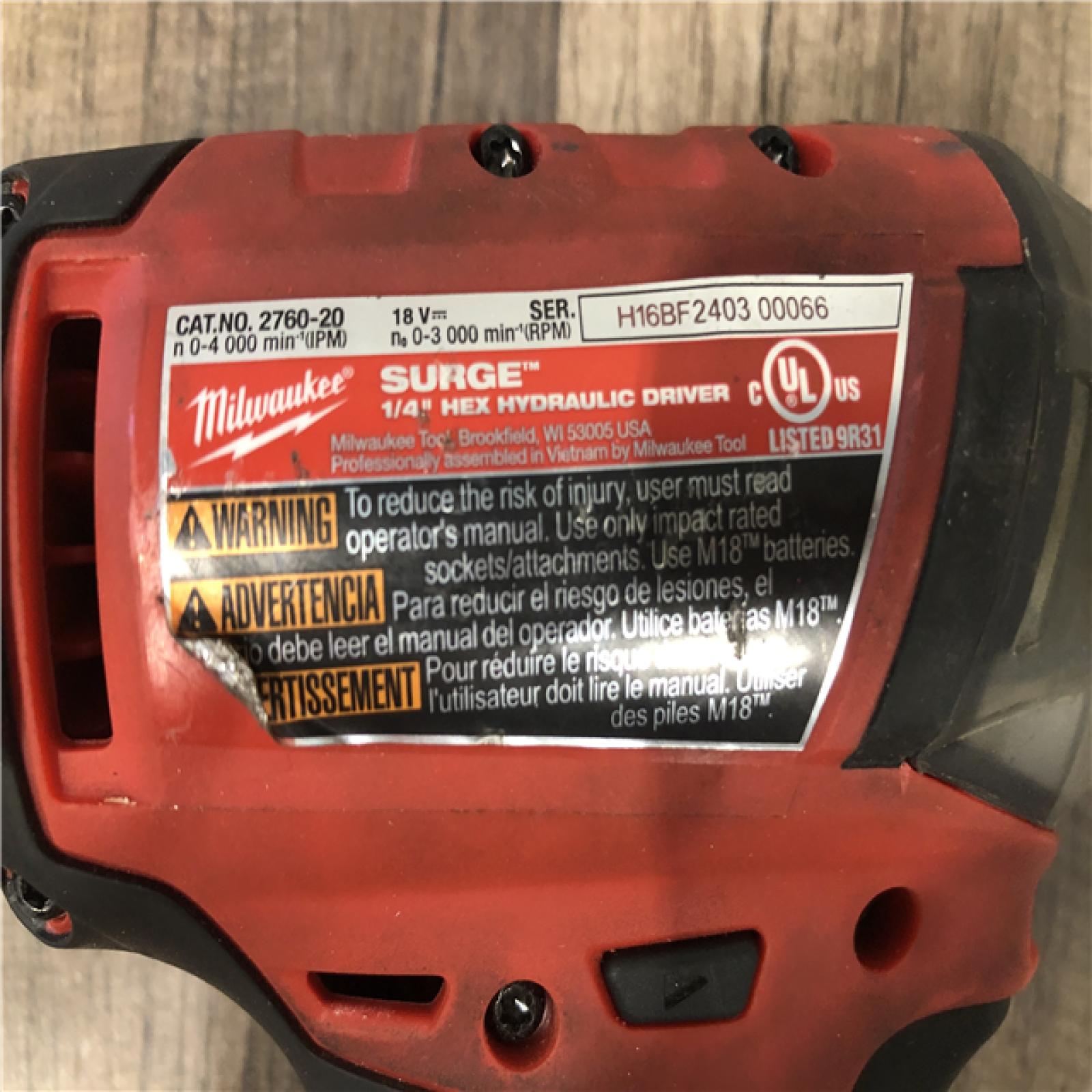 AS-IS Milwaukee  FUEL SURGE 18V Lithium-Ion Brushless Cordless 1/4 in. Hex Impact Driver (Tool-Only)