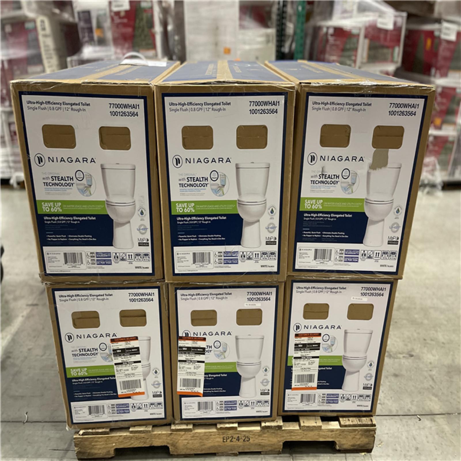 DALLAS LOCATION - Niagara Stealth Stealth 2-Piece 0.8 GPF Ultra-High-Efficiency Single Flush Elongated Toilet in White - 6 UNITS