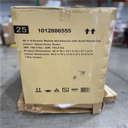 DALLAS LOCATION- HUSKY Army Green 46 in. x 25 in. D 9-Drawer Mobile Workbench