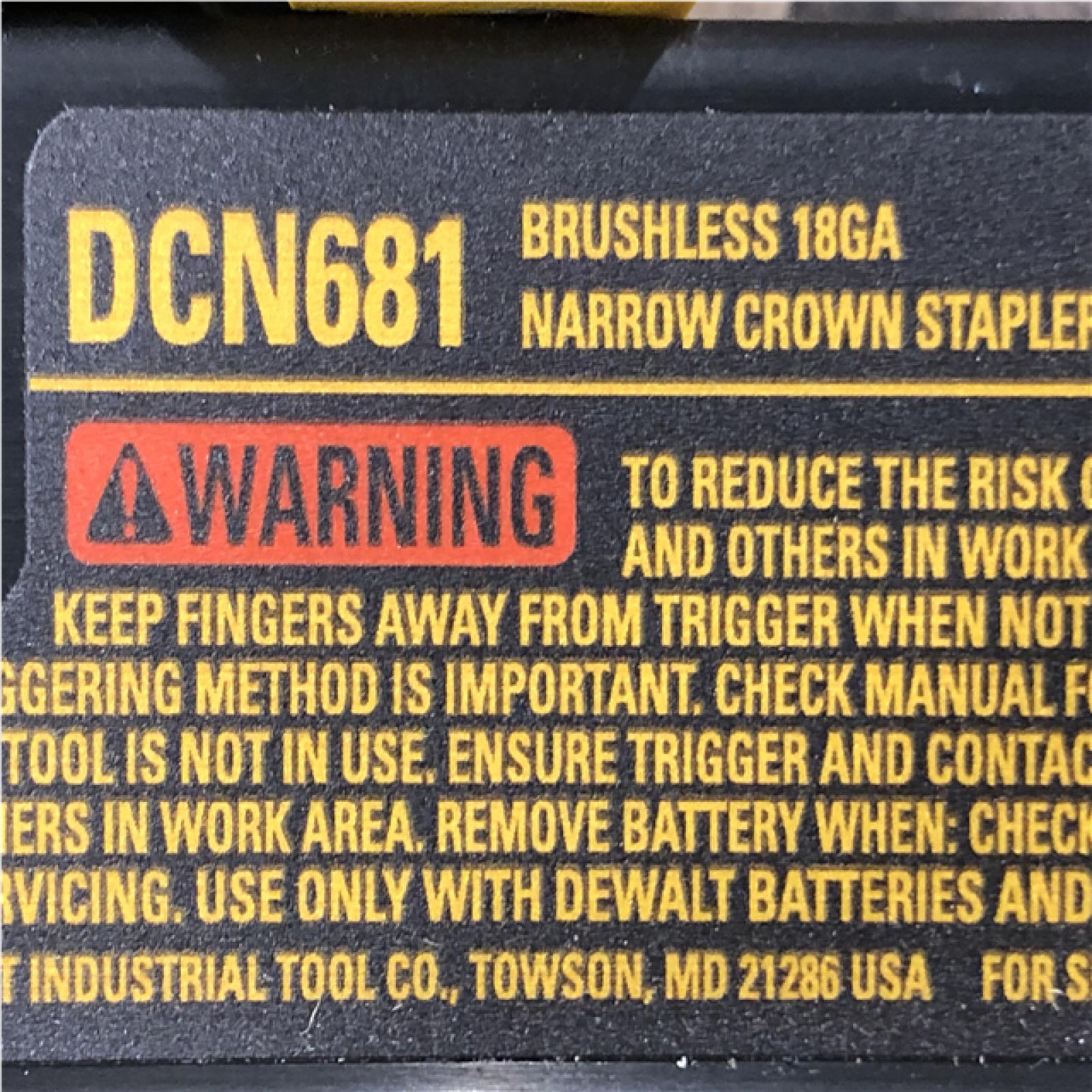 AS-IS DEWALT Cordless 18-Gauge Narrow Crown Stapler (Tool Only)