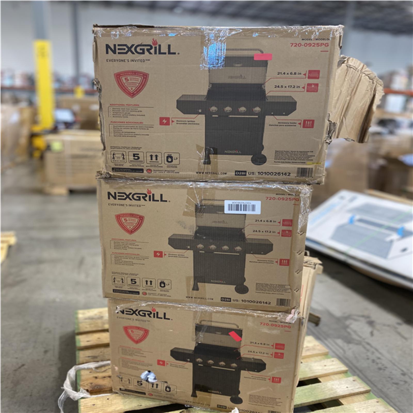 DALLAS LOCATION- NEXGRILL 4-Burner Propane Gas Grill in Black PALLET (3 UNITS)