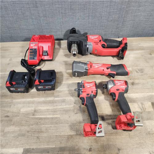 HOUSTON LOCATION - AS-IS MILWAUKEE 4 TOOL COMBO KIT W/ (2) BATTERY & CHARGER
