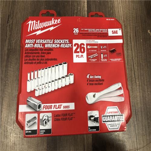 NEW- Milwaukee 1/4 in. Drive SAE Ratchet and Socket Mechanics Tool Set (26-Piece)