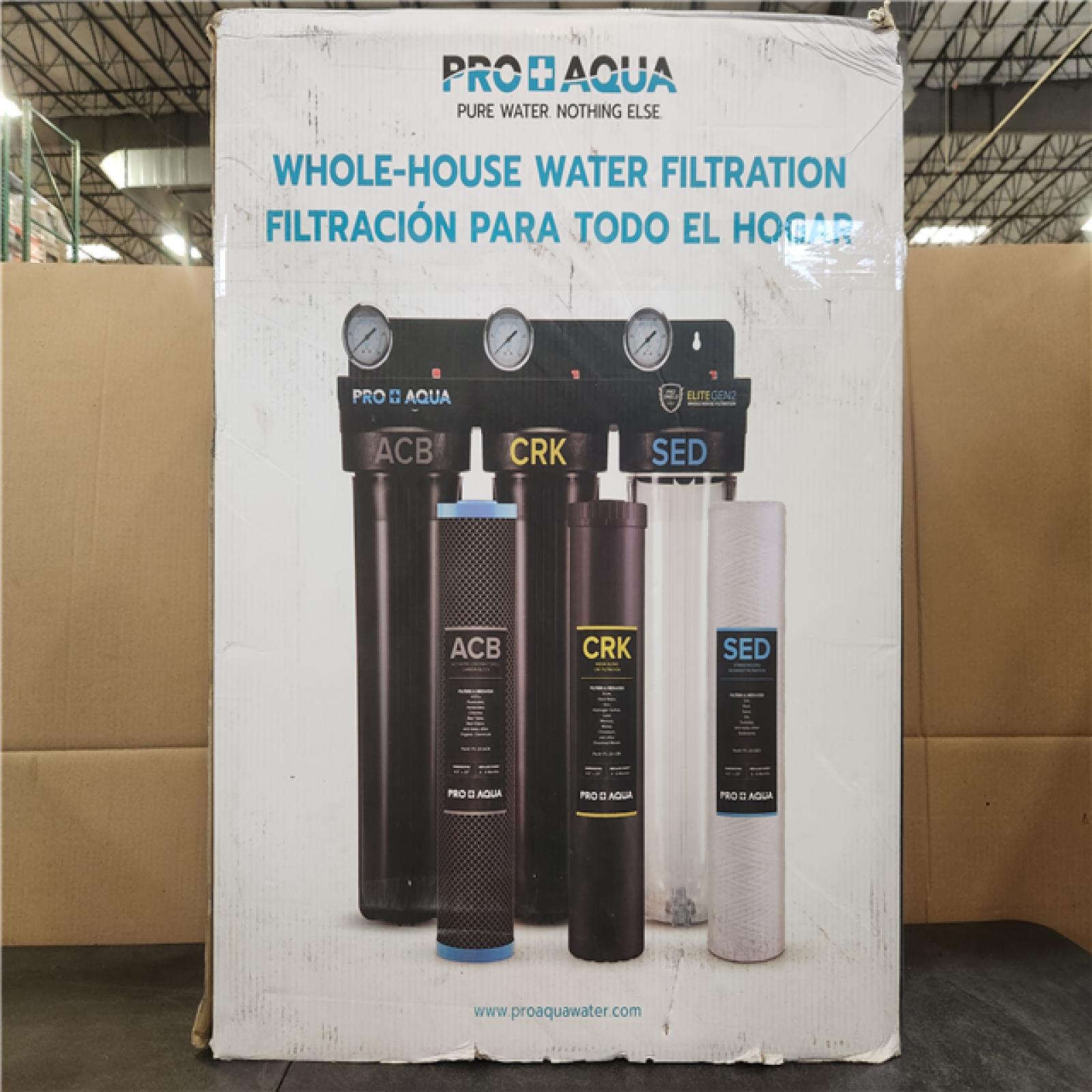 Phoenix NEW PRO+AQUA Pro Aqua ELITE Whole House Water Filter 3 Stage Well Water Filtration System with Gauges  PR Button  1 Ports  Filter Set