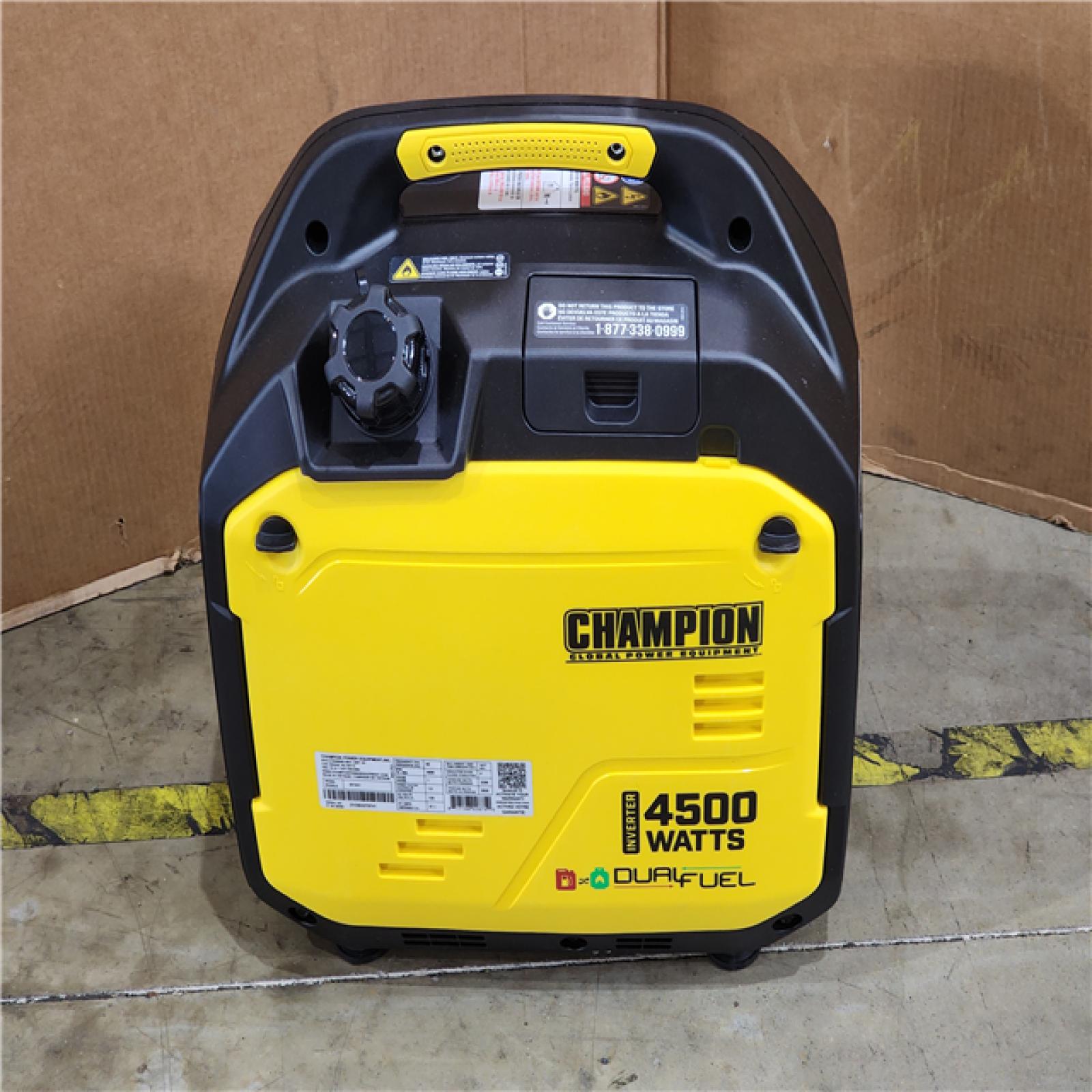 HOUSTON LOCATION - AS-IS (APPEARS LIKE NEW) CHAMPION 4500/3500-Watt Electric Start Gasoline/Propane Powered Dual Fuel Inverter Generator with Quiet Technology and CO Shield