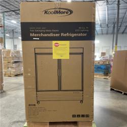 DALLAS LOCATION - Koolmore 53 in. Commercial Merchandiser Refrigerator with 2-Swinging Glass Doors  45 cu. ft and LED Lighting in Black.