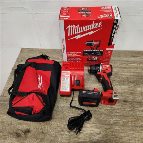 Phoenix Location NEW Milwaukee M18 18V Lithium-Ion Brushless Cordless 1/2 in. Compact Drill/Driver with One 2.0 Ah Battery, Charger and Tool Bag