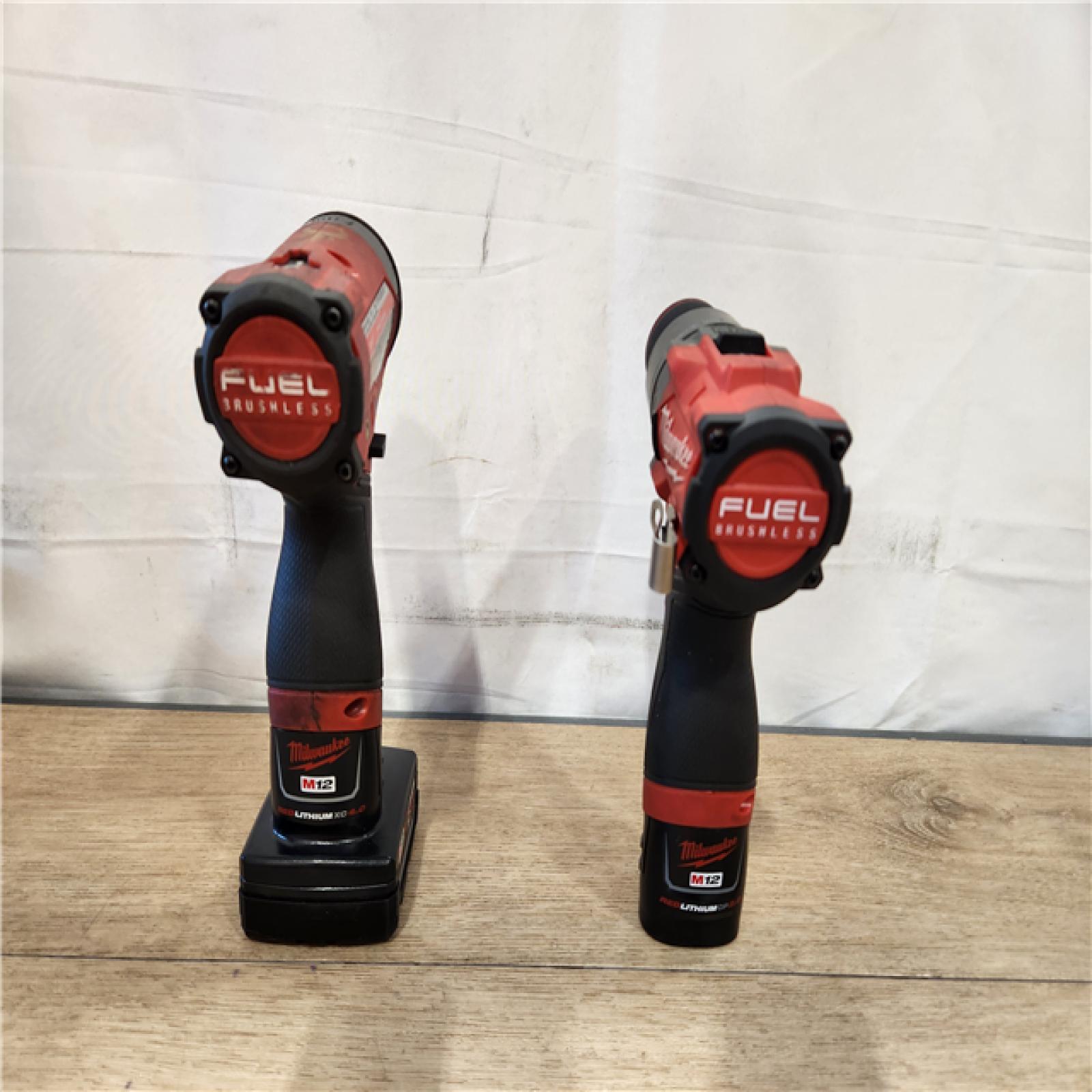 AS-IS- Milwaukee 12V Brushless Hammer Drill and Impact Driver Combo Kit