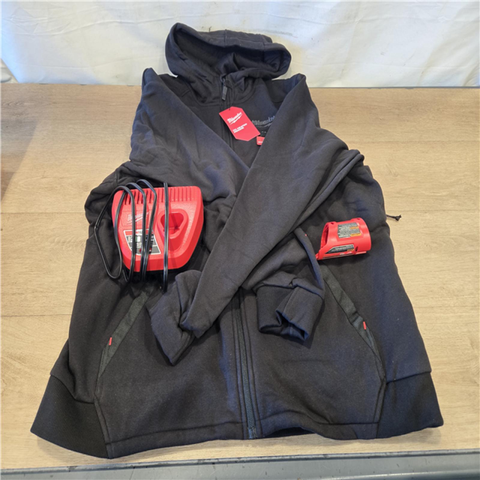 AS-IS Milwaukee Men's X-Large 12V Cordless Black Heated Jacket Hoodie Kit