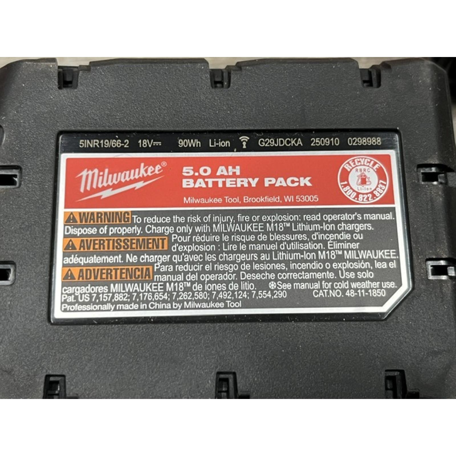 AS-IS Milwaukee 18-Volt Lithium-Ion XC Starter Kit with One 5.0Ah Battery and Charger