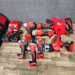 HOUSTON LOCATION - AS-IS MILWAUKEE 8 TOOL COMBO KIT W/ (2) BATTERY & CHARGER